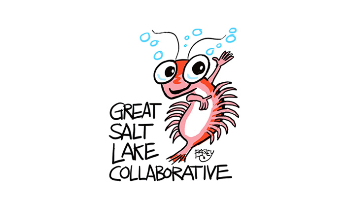Great Salt Lake Collaborative logo that looks like a happy cartoon brine shrimp